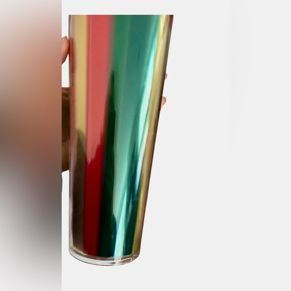 Starbucks 2024 Holiday Metallic Red, Green & Gold Stripe Cold Cup Dome Tumblers - Picture 3 of 4